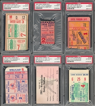 1945-66 World Series Ticket Stub And Pass Collection - Lot of 6 (PSA)